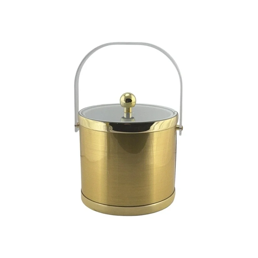 Culver Vintage Gold Ice Bucket Devon Insulated Clear Handle and Lid 3 Qt Taiwan